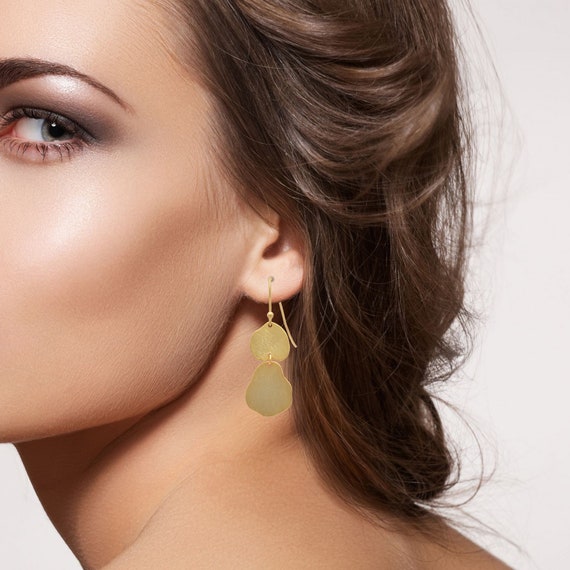 GW Gold Dangle Earrings With Synthetic Pearl - 18K Gold Plated 925 Sterling Silver Posts