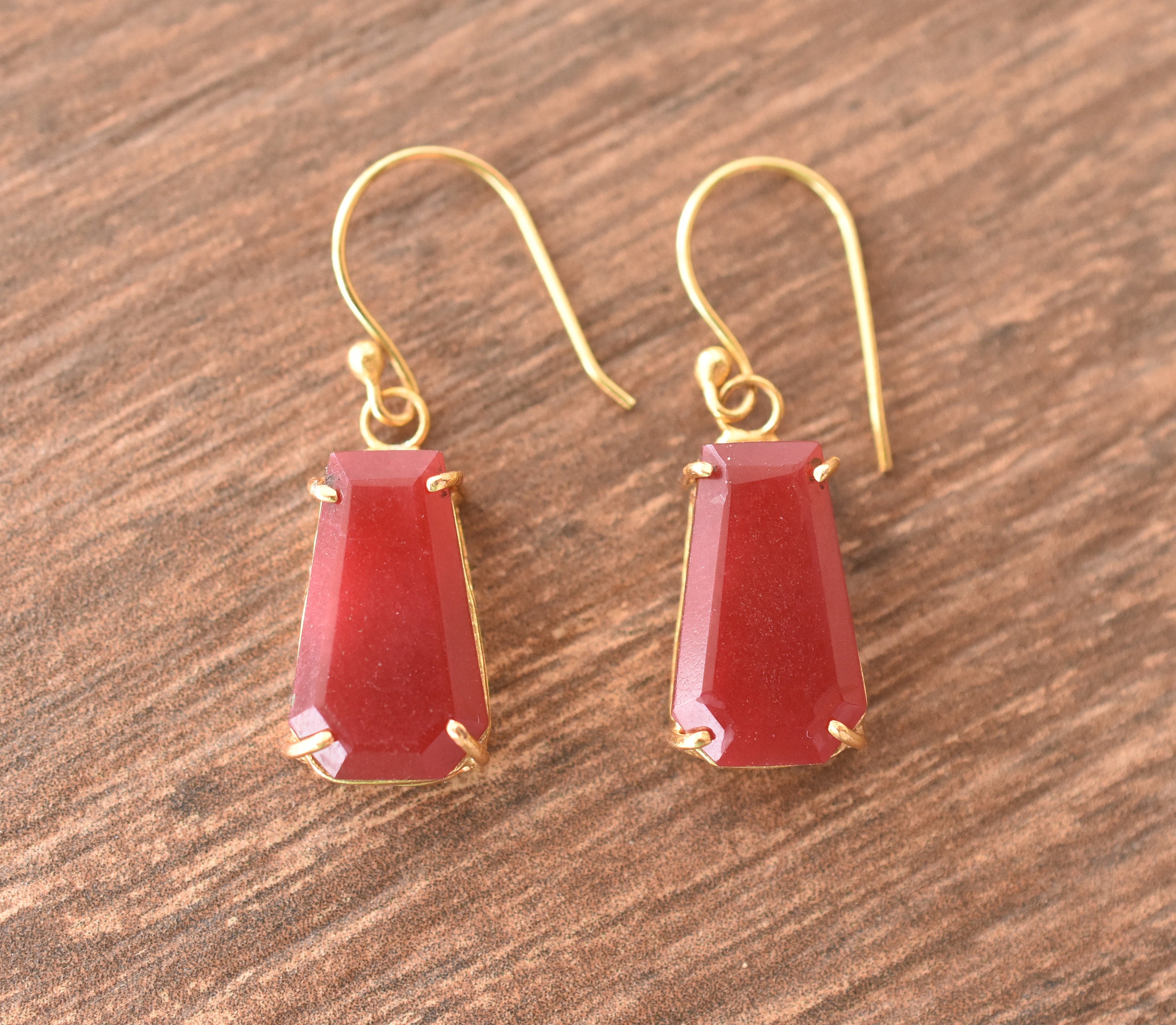 Coffin Earrings Red Jade Earrings Minimalist Earrings Etsy