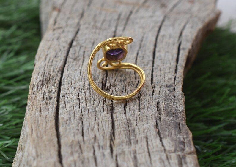 VR-462 Rings for girls*Gemstone Rings*Statement Rings* February Birthstone Rings*Gold Rings* Organic Ring Amethyst Ring *Wedding Rings
