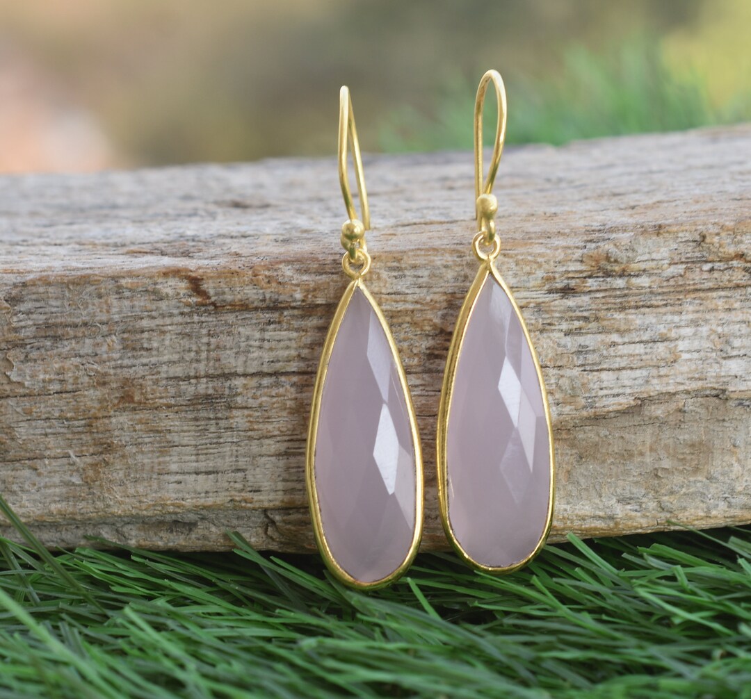 Rose Quartz Earrings Organic Earrings dangle Earrings earrings for Girls bridesmaid Gifts ...
