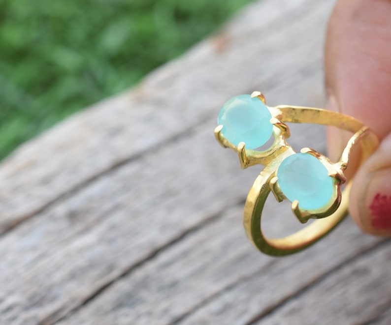 Aqua Chalcedony Ring* Wedding Rings *Rings for Girls* Organic Rings *Statement Rings*Gemstone Rings*Gold Rings *March Birthstone Ring-VR-223