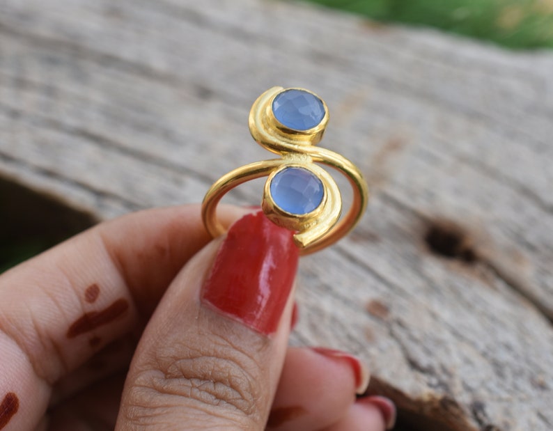 Blue Chalcedony Ring *Wedding Rings *Rings for Girls* Organic Ring*Statement Rings*Gemstone Rings*on sale*March Birthstone Rings VR-263