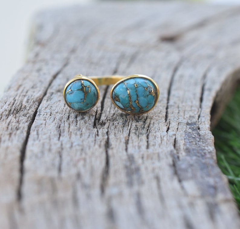 Gold Ring Bridal Ring Gemstone Ring *Copper Turquoise Ring* Natural *Organic Ring VR-150 Turquoise Ring Statement Ring Blue Ring