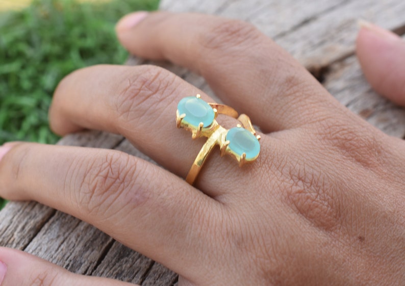 Aqua Chalcedony Ring* Wedding Rings *Rings for Girls* Organic Rings *Statement Rings*Gemstone Rings*Gold Rings *March Birthstone Ring-VR-223