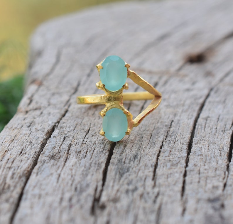 Aqua Chalcedony Ring* Wedding Rings *Rings for Girls* Organic Rings *Statement Rings*Gemstone Rings*Gold Rings *March Birthstone Ring-VR-223