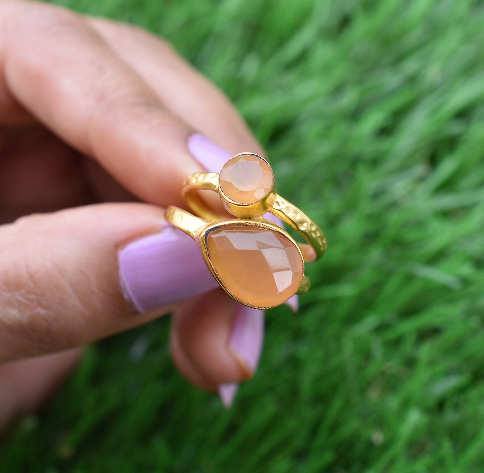 Peach moonstone Ring 18K Gold PlatedRings for Girls Etsy