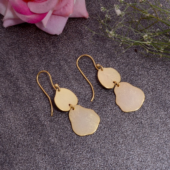 GW Gold Dangle Earrings With Synthetic Pearl - 18K Gold Plated 925 Sterling Silver Posts