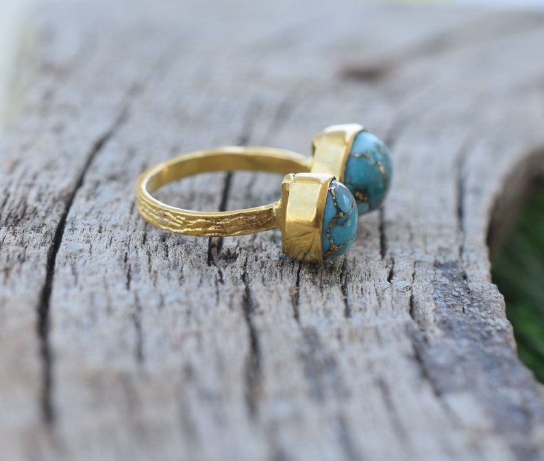 Gold Ring Bridal Ring Gemstone Ring *Copper Turquoise Ring* Natural *Organic Ring VR-150 Turquoise Ring Statement Ring Blue Ring