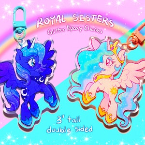 MLP Royal Sisters Glitter Epoxy Acrylic Charms