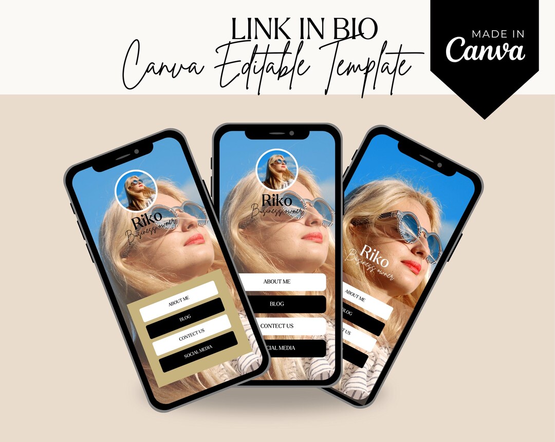 Customizable Link in Bio Templates for Canva Instagram & Landing Pages