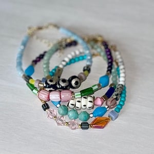 colorful mismatched friendship bracelets vibrantly beaded bracelets statement jewelry