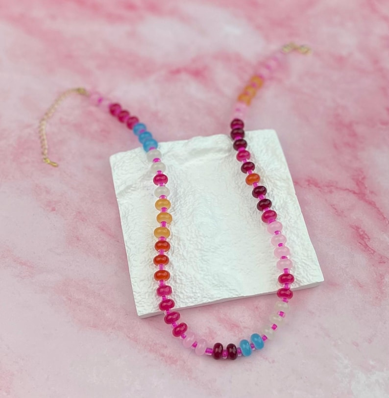 Rainbow Gemstone Choker Necklace: Anthropologie Inspired Statement Jewelry image 1