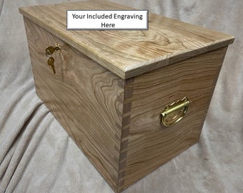 CUSTOM DOVETAIL CHEST - Big Solid Wood Chest With Handles - Wood Choices To Choose From - Brass or Black Hardware  - Free Engraving