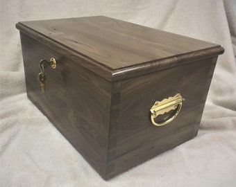 CUSTOM DOVETAIL CHEST Keepsake Chest - Walnut Wood - Brass Or Black Hardware-  - Engraving Options Available Below