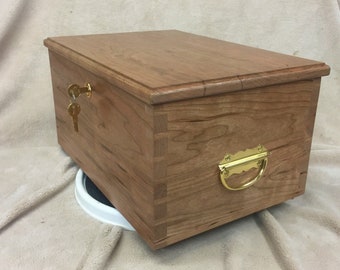 DOVETAIL CHERRY CHEST Solid Wood   Brass or Black Hardware    Bigger Than Extra Large Or Large - Engraving  Options Below