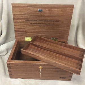KEEPSAKE Box With Tray, Extra Large Mahogany Box, Solid Wood Box, Memory Box, Mahogany Memory Box, Mahogany Keepsake Box