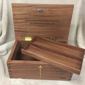 Extra Large Mahogany Box, Solid Wood Box, Memory Box With Tray, Mahogany Memory Box, Mahogany Keepsake Box, Dovetailed Box