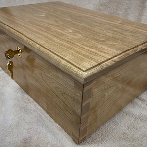 Cherry Wood Keepsake Box: Extra Large Personalized Memory Box