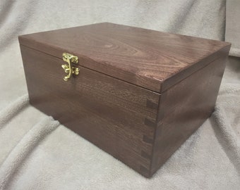 DOVETAIL KEEPSKE BOX Angie  Freedom Mahogany Keepsake Box  Solid Wood - Brass Swing Latch -Deorative Chain - Engraving Options Below