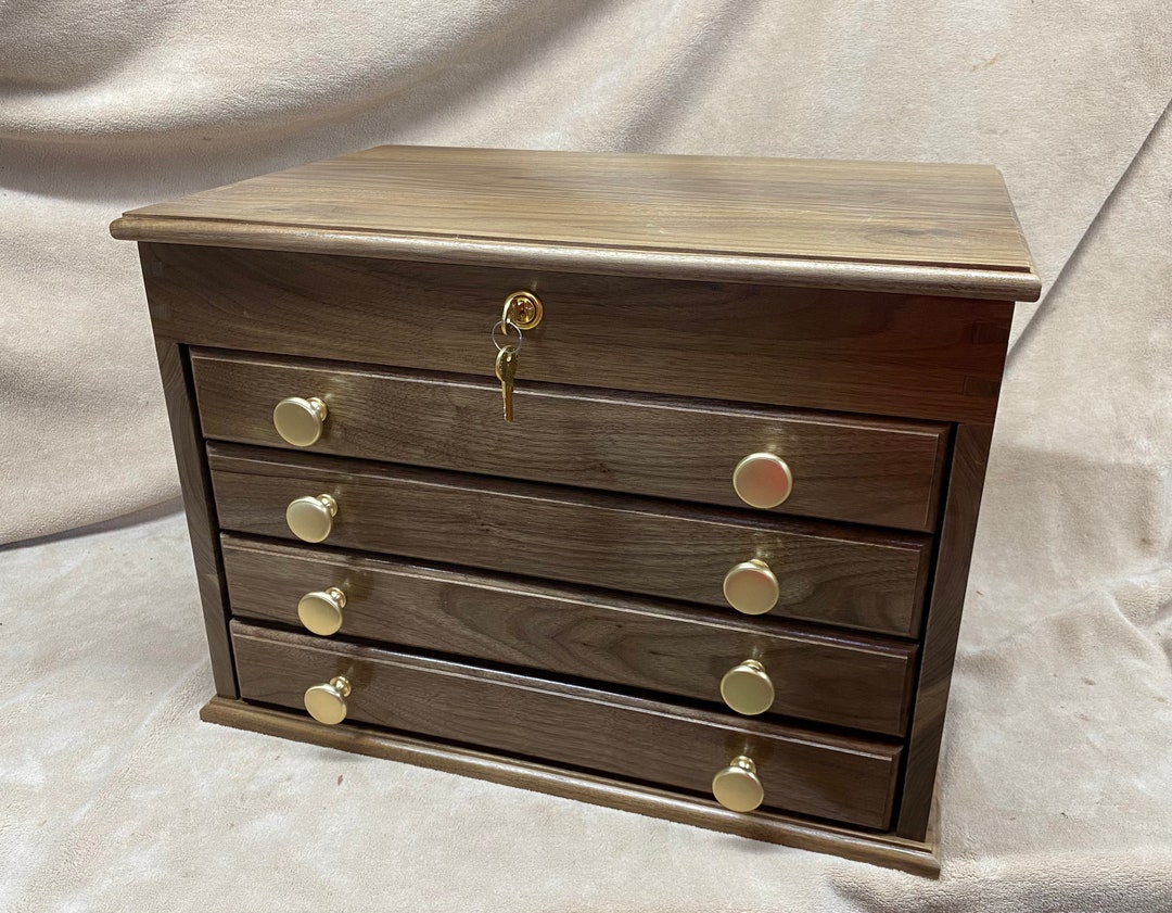 PRICE REDUCED POKER Chip Walnut Wood 4 Drawers 500 Chips Each Drawer Etsy