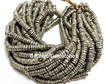 ON SALE Natural Pyrite Heishi Cut Square Shape Beads 5-6mm Gemstone Beads Strand 8 inch Long