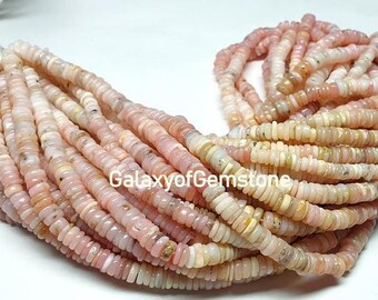Bracelet 8 inch Long AAA Quality Pink opal Opal Heishi Spinel Tyre Beads Wheel Shape 4-5MM Pink Opal smooth loose gemstone