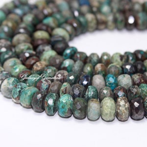 Faceted Chrysocolla Rondelle Beads: 7-8mm, 8 Inch Strand