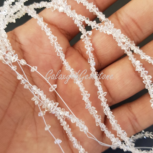 1 Strand !  AAA Clear White Herkimer Diamond Quartz Nuggets / 3mm-4mm Center Drilled Beads / Herkimer Rough Stone / Roundelle Beads  Jewelry