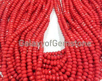 AAA Micro Coral Faceted Rondelle Beads 3 To 4 mm / Tiny Coral Beads / Semi Precious Beads / For Jewelry Making