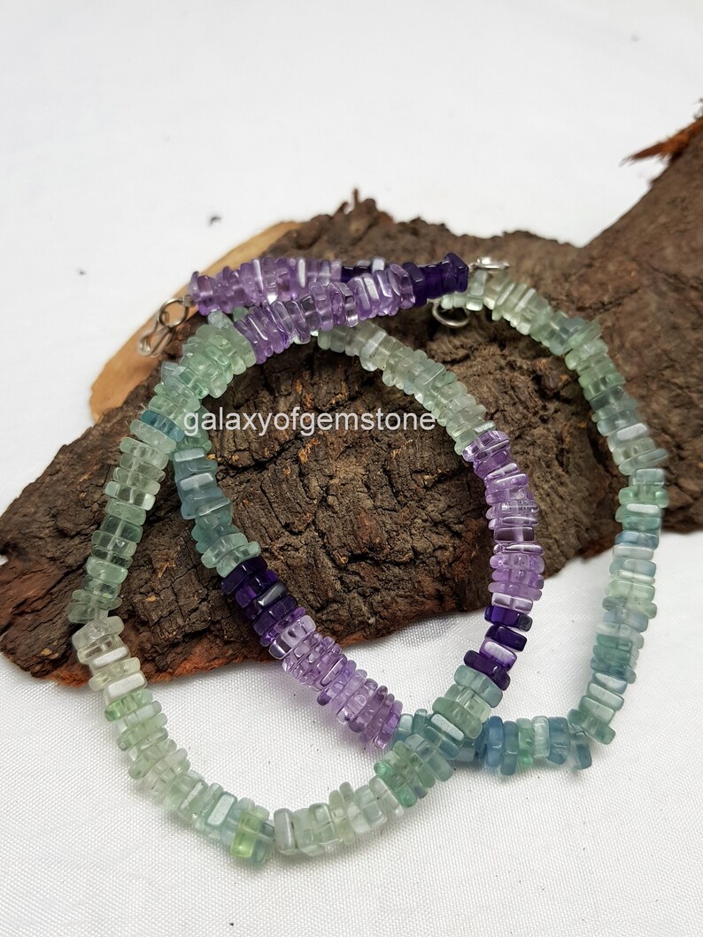 Natural Fluorite Beads Natural Multi Fluorite Heishi Square shape Beads Fluorite Heishi Beads 1 Strand 4-6 mm Beads 16 Inch Beads