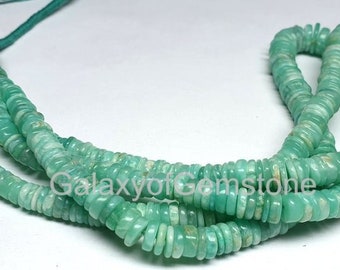 Natural Amazonite Heishi Tyre shape Approx. 4mm 6mm Beads Plain Smooth Beads 16Inch Amazonite Smooth Wheel Heishi Beads  Plain Heishi Beads