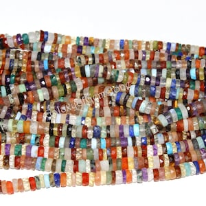 Multi Disco Farbe Heishi Reifen Rad Facettenperlen 6 mm bis 7 mm Multi Disco Heishi Beads Facettierte Heishi Perlen Rondelle Perlen 8-Zoll-Stand