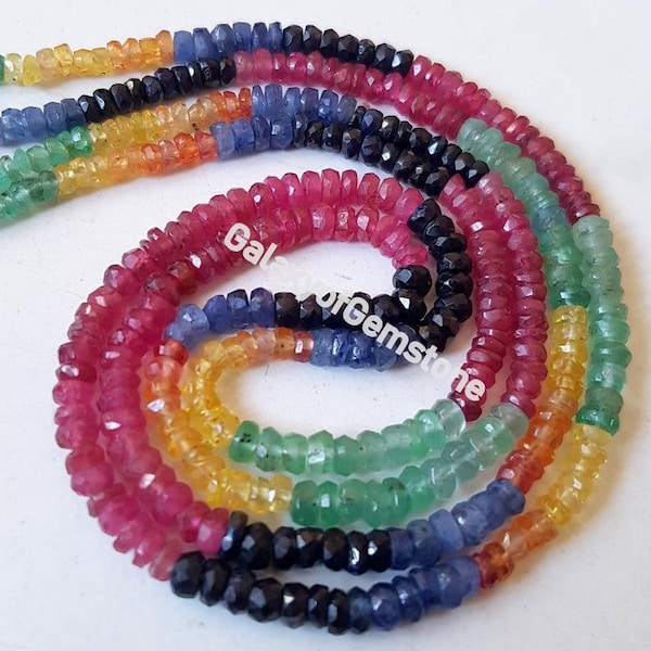 High Quality Multi Precious Faceted Rondelle Beads Precious Multi Beads Multi Rainbow Beads Multi Sapphire Beads Rainbow Sapphire beads