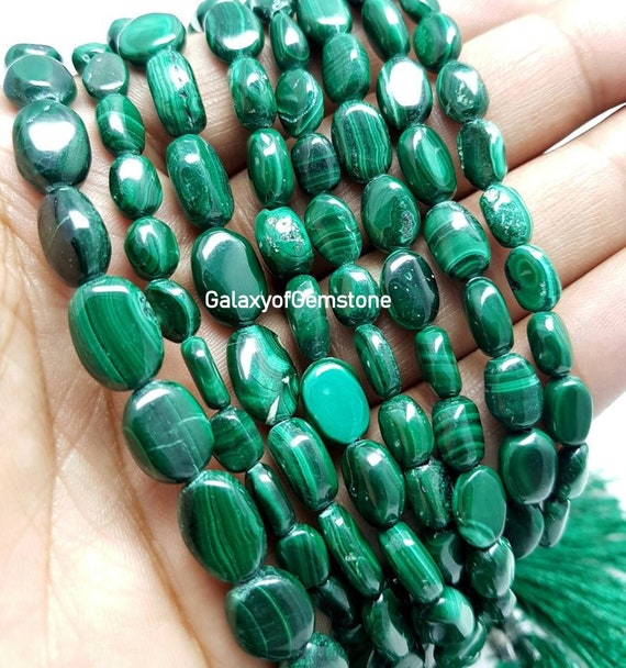 1 Strand AAA Natural Malachite Smooth Oval Beads Full Strand