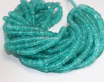 Blue Apatite Heishi Tyre shape Approx. 4mm 5mm  Beads Plain Smooth Beads 16Inch Blue Apatite Smooth Wheel Heishi Beads  Plain Heishi Beads