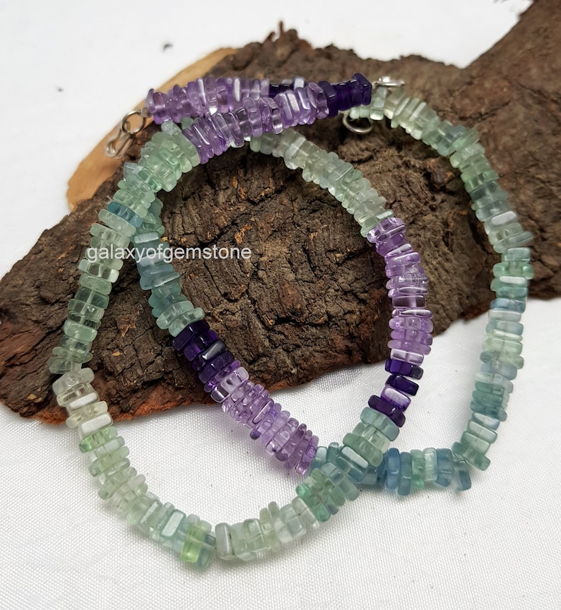 Natural Fluorite Beads Natural Multi Fluorite Heishi Square shape Beads Fluorite Heishi Beads 1 Strand 4-6 mm Beads 16 Inch Beads
