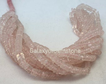 Natural Rose Quartz Heishi Tyre Wheel shape Approx. 4mm 6mm Beads Pink Rose Quartz Beads Pink Rose Quartz Heishi Beads Smooth Beads 16inch