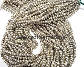 Natural Silver Pyrite 3-4mm Rondelle Beads/Micro Faceted beads/Rondelle Beads/Silver Pyrite Faceted Beads/Gemstone Beads/For Jewelry Making