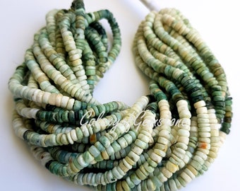 Natural Green Opal Heishi Tyre shape Approx. 4-5 mm Beads Smooth Beads 16" | Green Opal Beads | Smooth Opal Heishi Beads