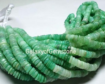 Natural Chrysoprase Heishi Tyre Wheel shape Approx. 4mm 6mm Beads Green Chrysoprase Beads  Chrysoprase Heishi Beads Smooth Beads 16inch