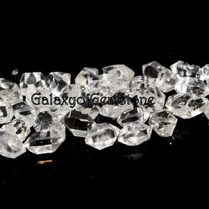 White Clear Herkimer Diamond Quartz Beads Raw White Herkimer Diamonds Drilled Double Terminated Beads Raw drilled Herkimer Diamond Beads