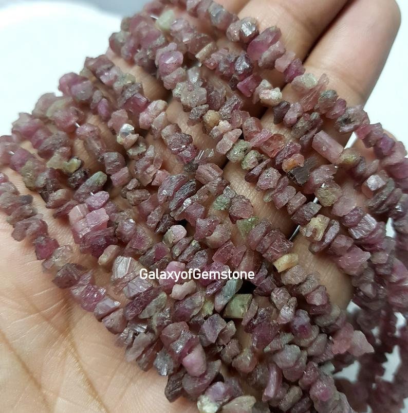 Natural Ruby Uncut Chips Beads 36 Inches Strand 4-5mm Ruby BeadsFine Uncut Chip Beads For Jewelry Making Rough Gemstone Nugget Beads