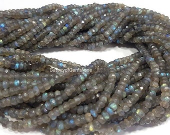 Natural Labradorite 4-5 mm Rondelle Beads/Micro Faceted beads/Rondelle Beads/Labradorite Faceted Beads/Gemstone Beads/For Jewelry Making
