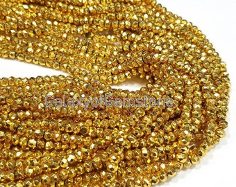 Natural Golden Pyrite 3-4mm Rondelle Beads/Micro Faceted beads/Rondelle Beads/Golden Pyrite Faceted Beads/Gemstone Beads/For Jewelry Making