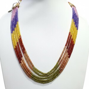 Multi Color Zircon Beads Multi Strand Jewelry, Faceted Gemstone Layered Statement Gift