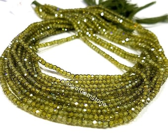 Top Quality Natural Micro Peridot Cubic Zircon Faceted Rondelle Beads/Peridot Cubic Zirconia Gemstone Beads/3-3.5 MM/CZ Loose Gemstone Beads