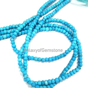 Perline rondelle sfaccettate turchese blu da 3 mm a 3,5 mm Perline micro sfaccettate Perline rondelle sfaccettate Perline turchesi sfaccettate Perline semipreziose da 13"