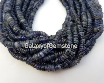 Natural blue iolite Heishi Tyre Wheel Approx. 4mm 6mm  Beads Blue Plain iolite  Beads  Smooth iolite  Heishi Beads Plain Smooth Beads 16inch