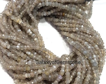 Natural Gray Moonstone 4-5mm Rondelle Beads/Micro Faceted beads/Rondelle Beads/Moonstone Faceted Beads/Gemstone Beads/For Jewelry Making