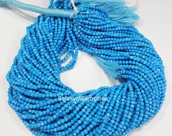 AAA++ Micro Turquoise Faceted Rondelle Beads 3 To 3.5 mm / Tiny Turquoise Beads / Semi Precious Beads / For Jewelry Making